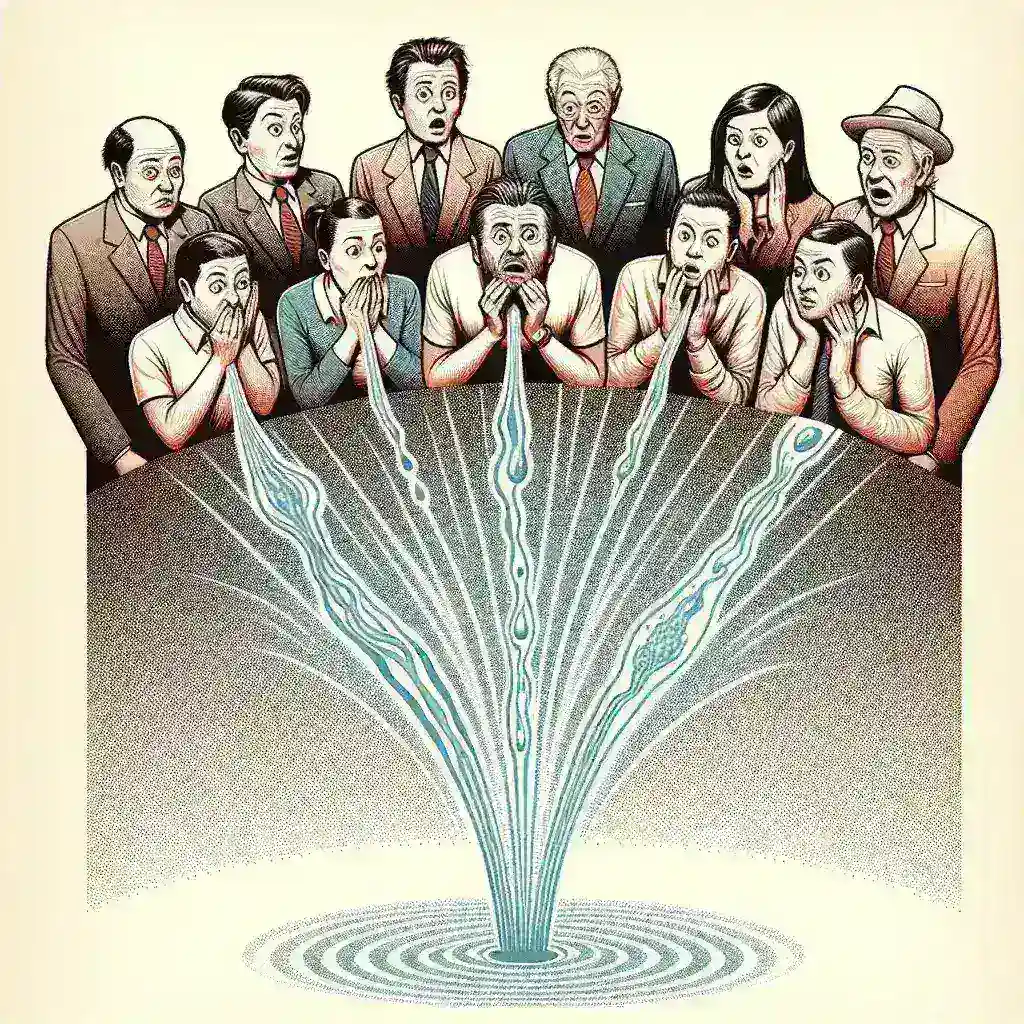 "소변과 관련된 연구 결과를 보여주는 이미지, 배뇨 전염 현상에 대한 탐구를 시각적으로 설명하는 일러스트레이션."
